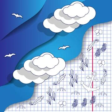 Underwater on a sheet in a cage. Stock Illustration