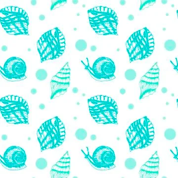 Underwater Shells and Snails. Seamless Vector Pattern Stock Illustration