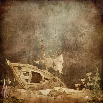 Underwater Ship Illustrazione stock