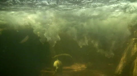 Underwater shot below a small waterfall Stock-Footage 366835
