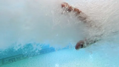 Underwater shot of male hand under water in fast powerful stream. Concept of Stock Footage