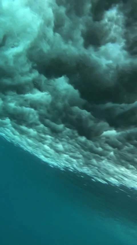 Underwater shot of ocean wave.slow motion.Vertical video Stock Footage 296203887