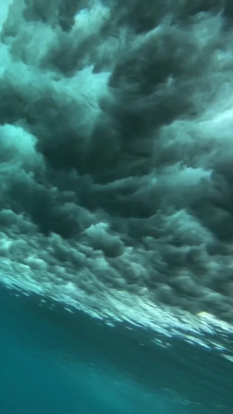 Underwater shot of ocean wave.slow motion.Vertical video Stock Footage 296203931