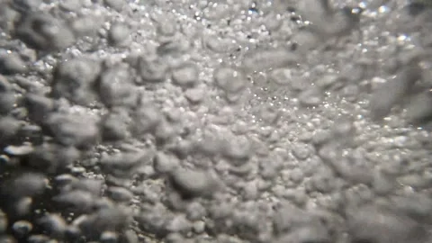 Underwater Shot Of Powerful River Rapids, Small Bubbles Coming Towards Stock Footage 253968828