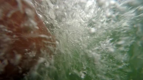 Underwater shot of a professional fishing boat moving in ocean Stock Footage