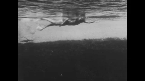 Underwater side view of man swimming. Stock Footage