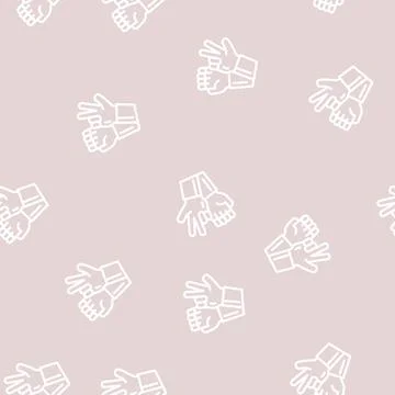 Underwater sign language line vector seamless pattern Stock Illustration