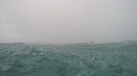 UNDERWATER SLOV MOTION: Heavy raining into the ocean Stock Footage 48420189