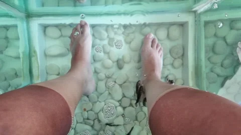 Underwater Spa Experience with Garra Rufa Fish Stock Footage 312750077