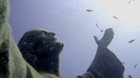 Underwater Statue: Jesus Stock Footage 75166949