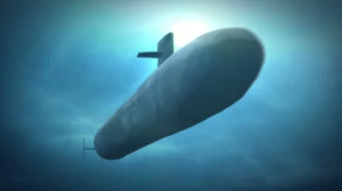 Underwater Submarine on patrol Stock Footage