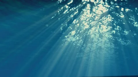 Underwater sunbeams Effect, Ocean waves Stock Footage 60631283