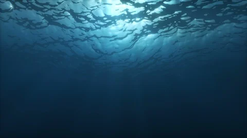 Underwater surface animated background with light rays 2 Видео 116433533