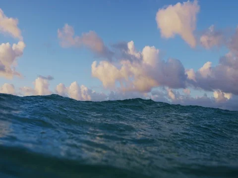 Underwater Surface with Beautiful Clouds and Rays of Light. Stock Footage 76293135