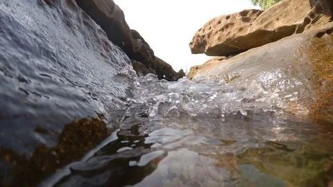 Underwater Surface With Rays of Light. Beautiful Sunset Ocean Seascape Stock Footage 71756741
