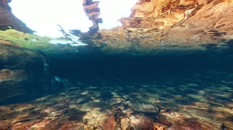 Underwater swimming River Bed, Camera Flying Stock-Footage 5630891
