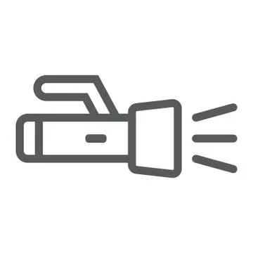 Underwater torch line icon, diving and underwater イラスト素材