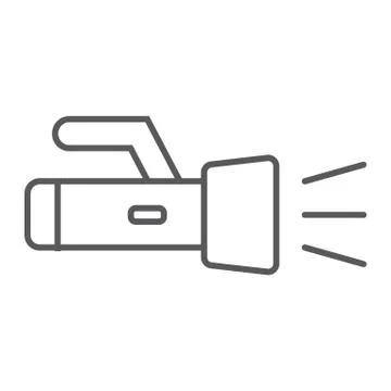Underwater torch thin line icon, diving underwater イラスト素材