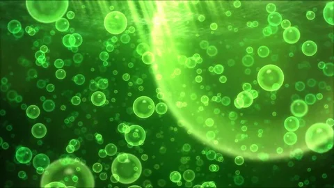 Underwater Travel Animation with Bubbles - Loop Green Stock Footage 75466588