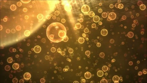 Underwater Travel Animation with Bubbles - Loop Golden Stock Footage 75466875