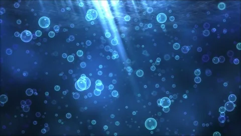 Underwater Travel Animation with Bubbles - Loop Blue Stock Footage 76114003