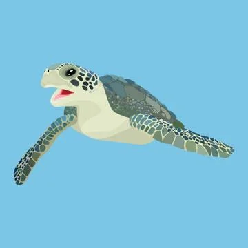 Underwater turtle vector icon on a blue background. Ocean turtle illustration Stock Illustration
