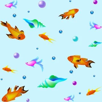 Underwater vector pattern with fishes. Sea texture Stock Illustration
