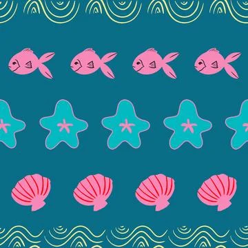 Underwater vector repeat pattern design Stock Illustration