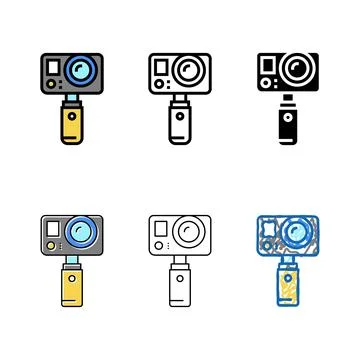 Underwater video camera color set icon vector Stock Illustration