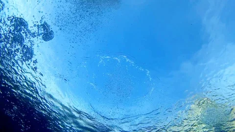 Underwater view of air bubbles floating to the water surface - Scuba diving Stock Footage 109161754
