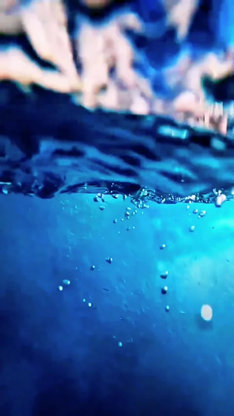 Underwater View of Air Bubbles Rising to the Ocean Surface Stock Footage 331505677