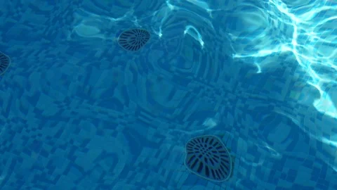 Underwater View of Blue Swimming Pool Tiles and Drain 스톡 동영상 346926119