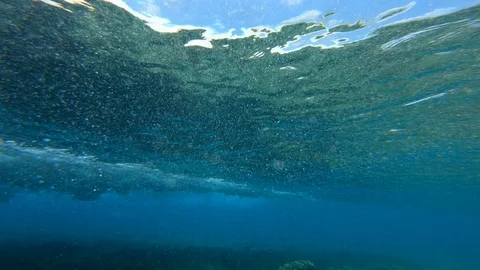 Underwater view of the breaking wave Stock Footage 106416636