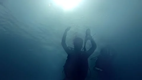 Underwater view of diving activities Stock Footage 204981453