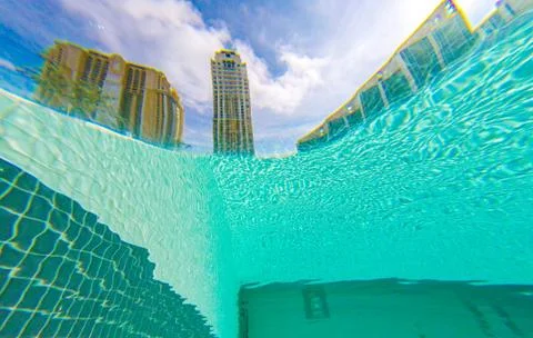 Underwater view from the pool Stock Photos
