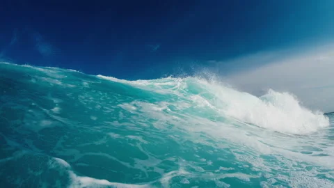 Underwater view of the rolling and breaking ocean wave and crystal clear water Stock Footage 167881695