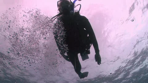 Underwater View of A Scuba Diver Stock-Footage 19089255