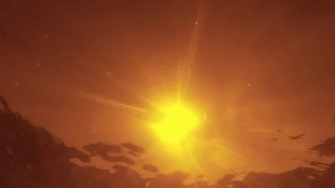 Underwater view of sea surface with sunlight rays at sunset Видео 279901858