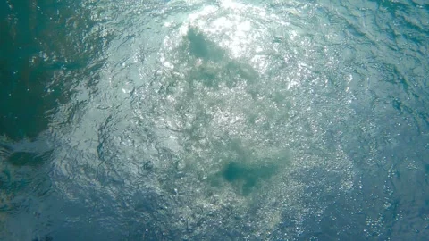 Underwater view showing water bubbles and ripples with sunlight reflections Stock Footage 330694557