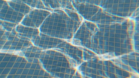 Underwater View of Sun Rays and Water Caustics on Pool Floor Stock Footage 342327927