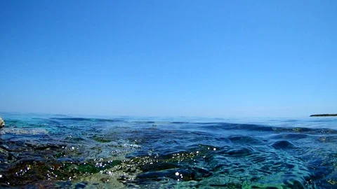 Underwater view through the clear sea water and Mediterranean Sea landscape Stock Footage 130018860
