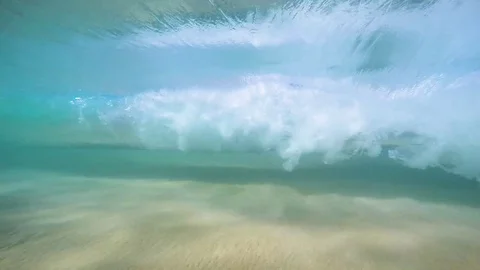 Underwater View A Wave Breaking At A Tropical Beach In Slow Motion Vídeo Stock 83961783