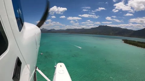 Underwater waterfall illusion view from the plane on the island of Mauritius Stock Footage 318969674