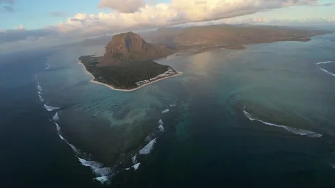 Underwater Waterfall with LagoonFlight on sunset Stock Footage 293202973