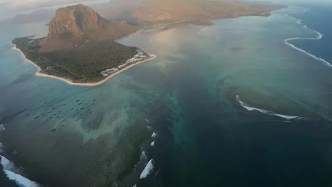 Underwater Waterfall with LagoonFlight on sunset Stock Footage 293203004