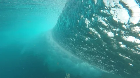 Underwater wave. Blue barrel wave crashing in ocean Stock Footage 126221689