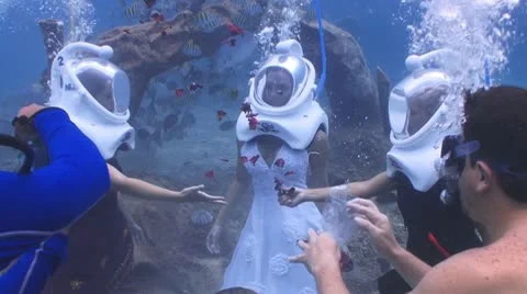 Underwater wedding I Stockbeeldmateriaal 9959851