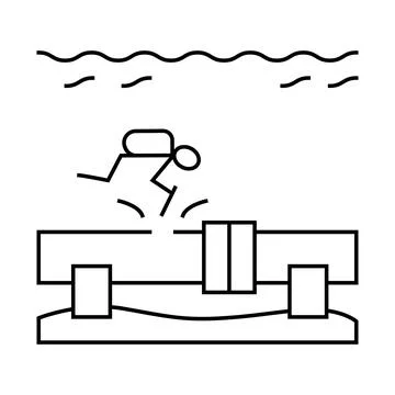 Underwater welding line icon vector illustration Stock Illustration