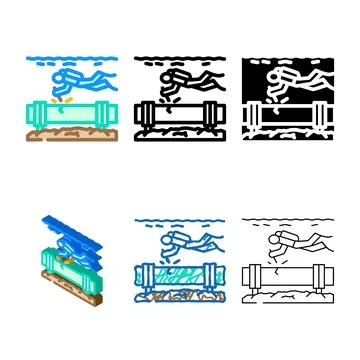 Underwater welding ship color types icon vector イラスト素材