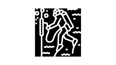 Underwater welding ship glyph icon animation Stock Footage 326155284